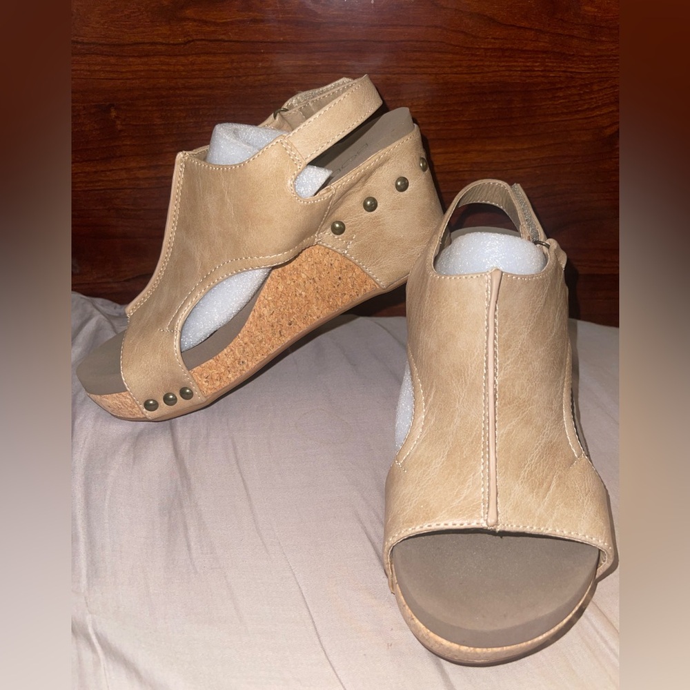 Corkys Carley Taupe Smooth Wedges